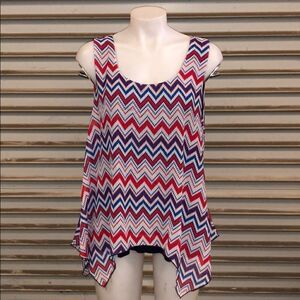 🛍️Expresso brand top red white and blue pattern